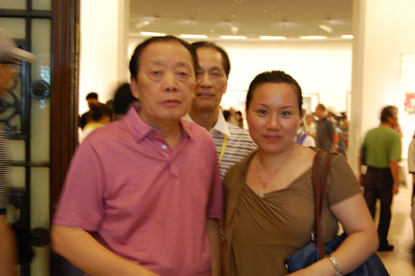 北京工笔重彩画会名誉会长金鸿钧与《艺术天成》杂志社通联部主任宁文艳合影