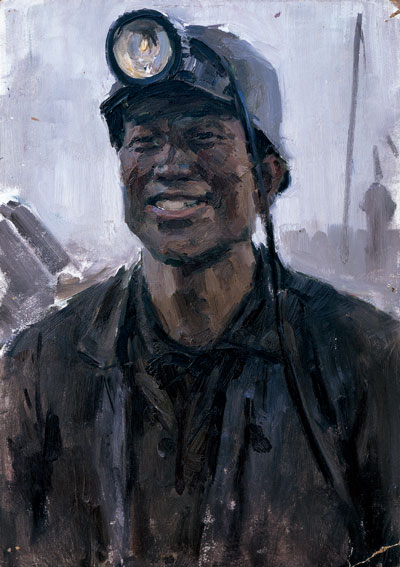 大同矿工-油画-35×50cm-1962年-(2)