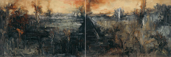 2008-风景系列二——17号　80×240cm-布面油画