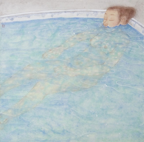 李戈晔，闷--70cmX70cm--纸本彩墨-2008