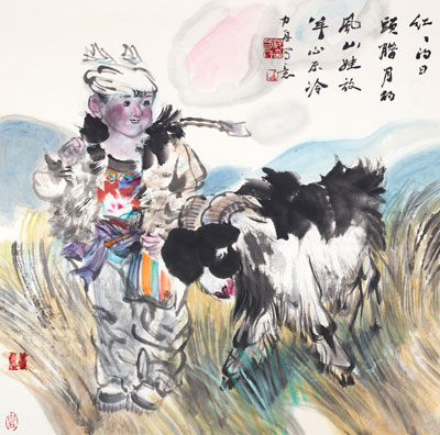 杨力舟《红红的日头-腊月的风》-68×68cm-2013