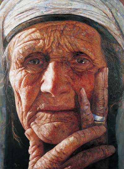 燕娅娅作品--尼沙汉奶奶--135cmx175cm布面油画--2006