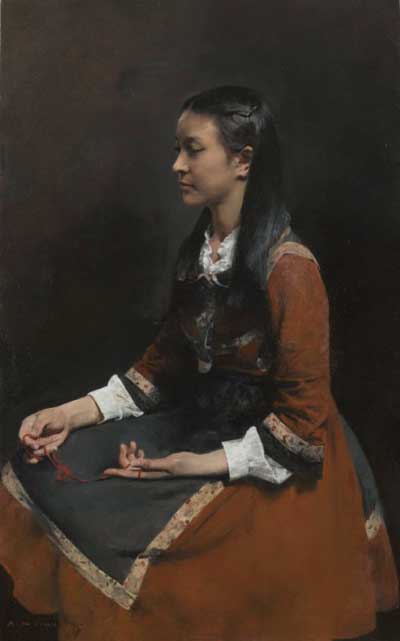 郭润文作品---持红绳的女孩-2013年-80X50CM
