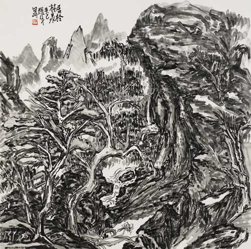 王耀年-居于林泉-70×70cm-纸本水墨-2013年