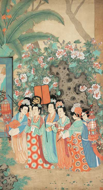 王志-宫苑游乐图-（局部）180cm×96cm-2011年