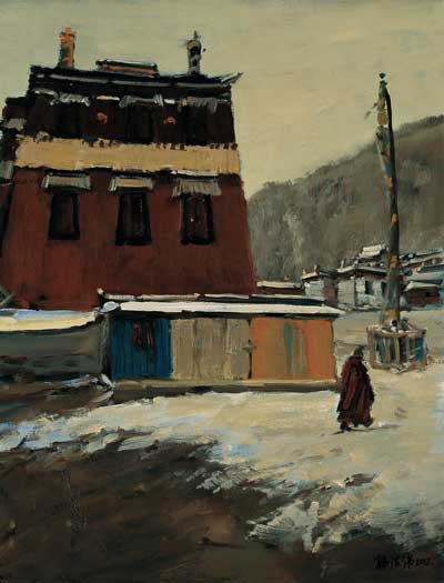 《雪后的寺院》韩洪伟60厘米×80厘米-2012