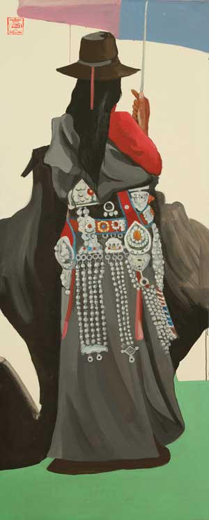 《西藏表情之二》220x90cm--丙烯油彩