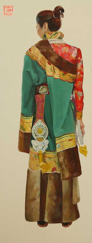 《西藏表情之一》220x90cm--丙烯油彩