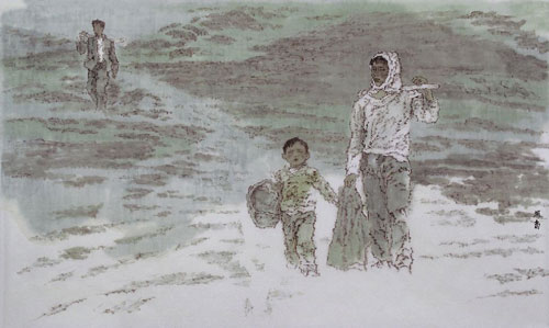 太阳下去的时候2005年68cmx113cm