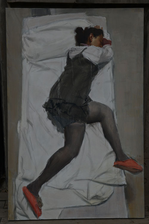 赵宪辛《红拖鞋》138X90cm-布面油画-2013年